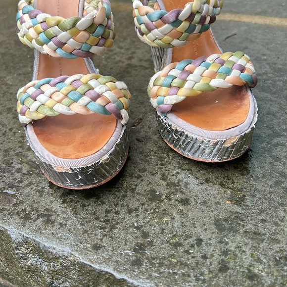 Giuseppe Zanotti Raffia Metallic Multicolor Wedges - Picture 9 of 11